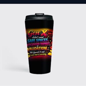💃🍷Black & Multi-Colored Gen-X Trendy Humorous Drinking Tumbler🍷💃